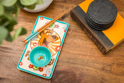 Scooby Doo Plato Sushi Ceramica Con Palillos
