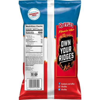 Ruffles, Potato Chips, Flamin' Hot, 8 oz Bag