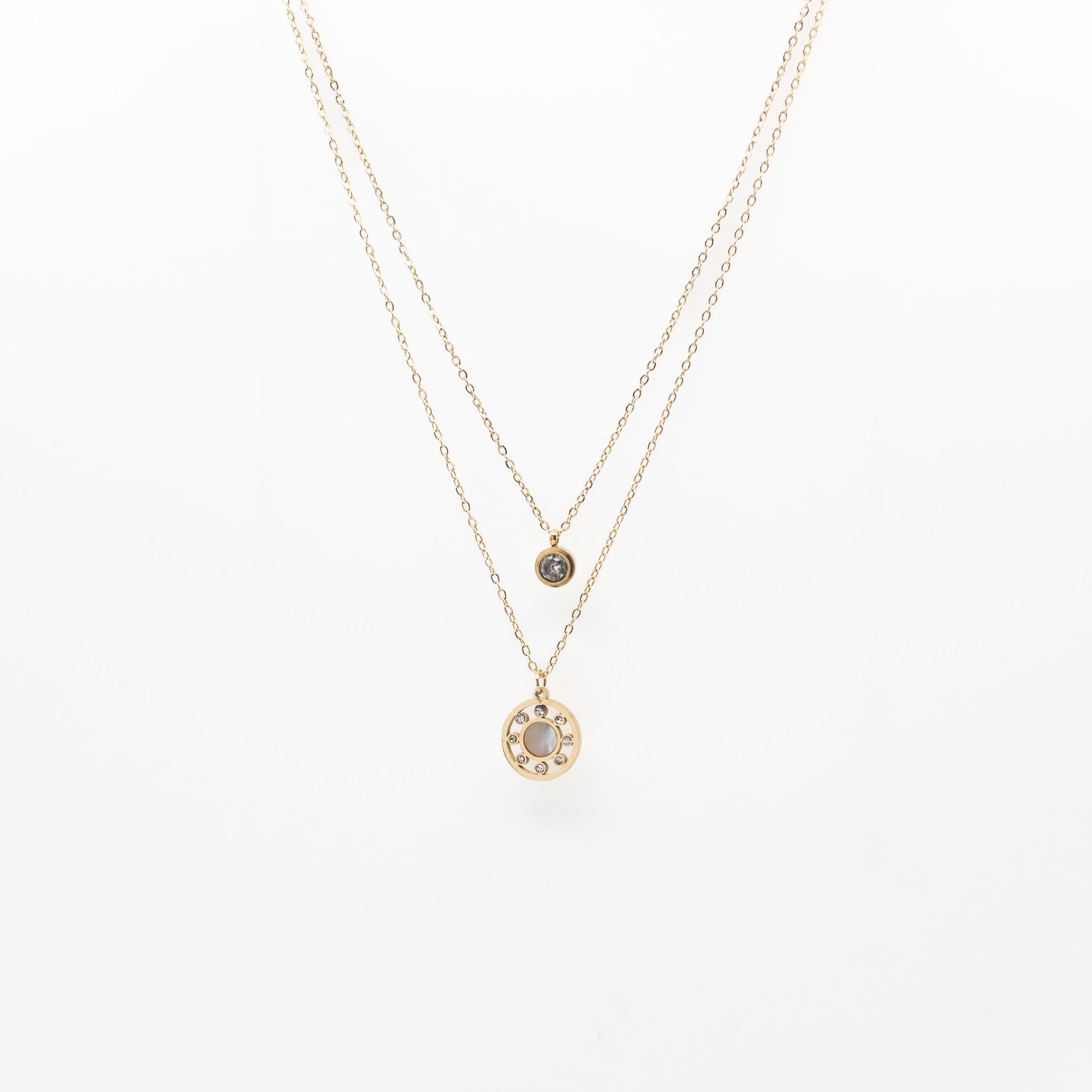 Collar Multicadena Reloj Con Circonias