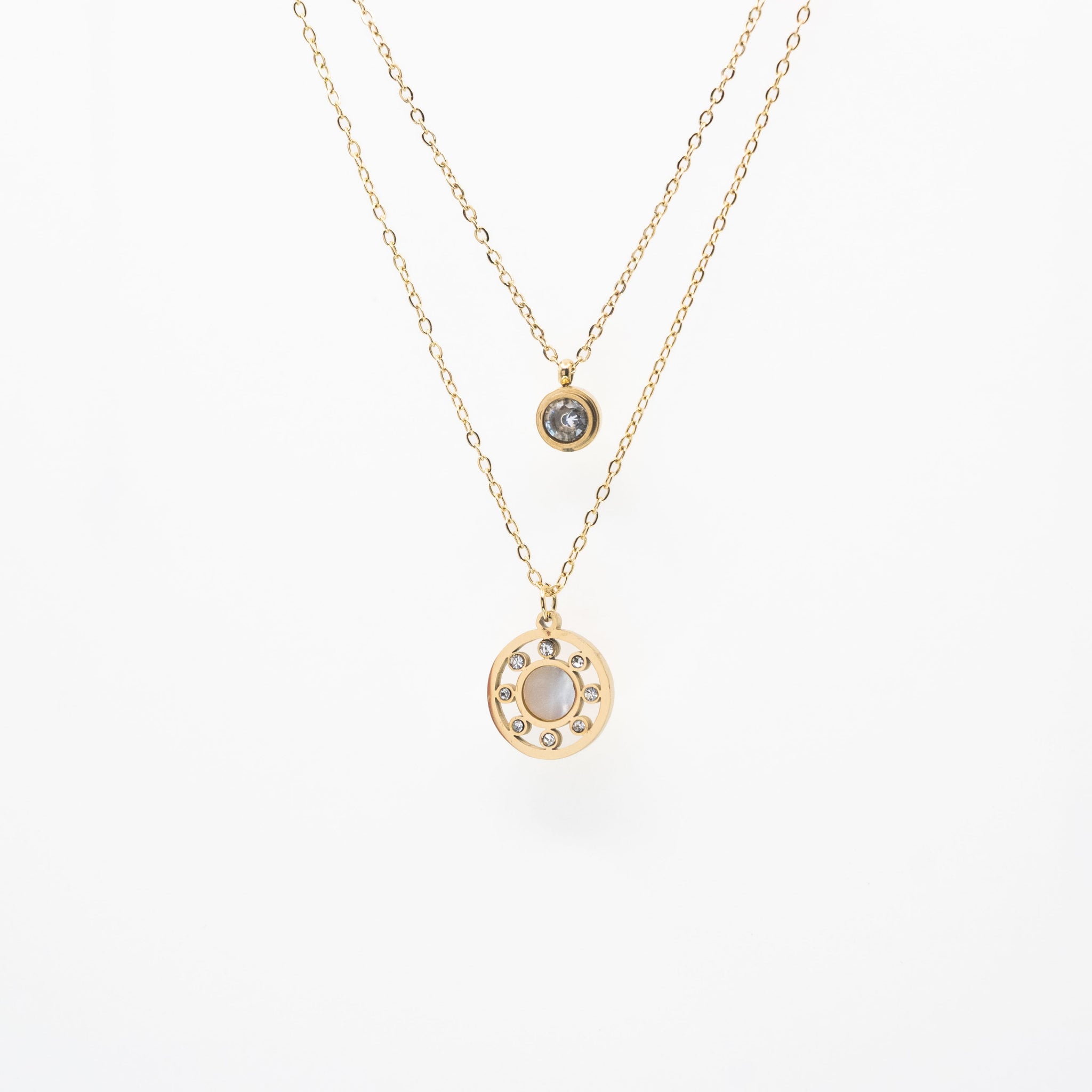 Collar Multicadena Reloj Con Circonias