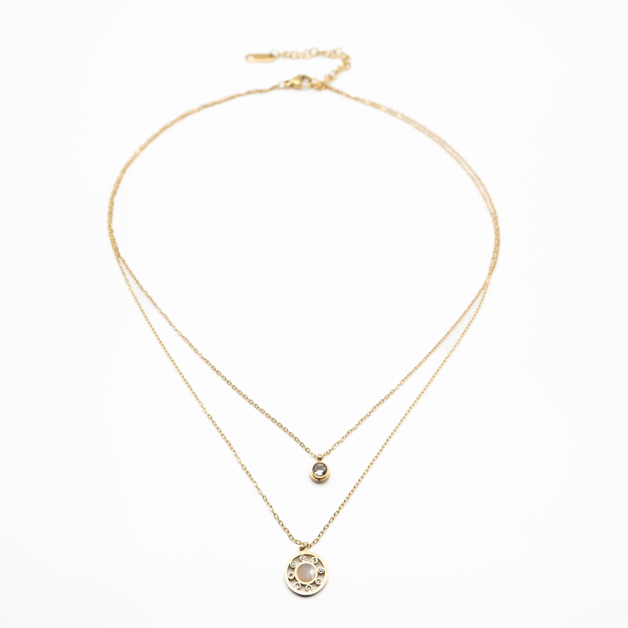 Collar Multicadena Reloj Con Circonias
