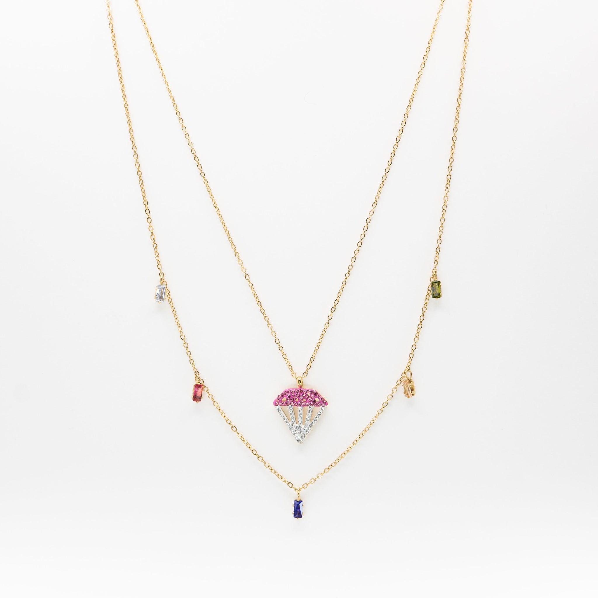 Collar Dije Diamante Colores