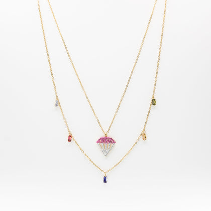 Collar Dije Diamante Colores