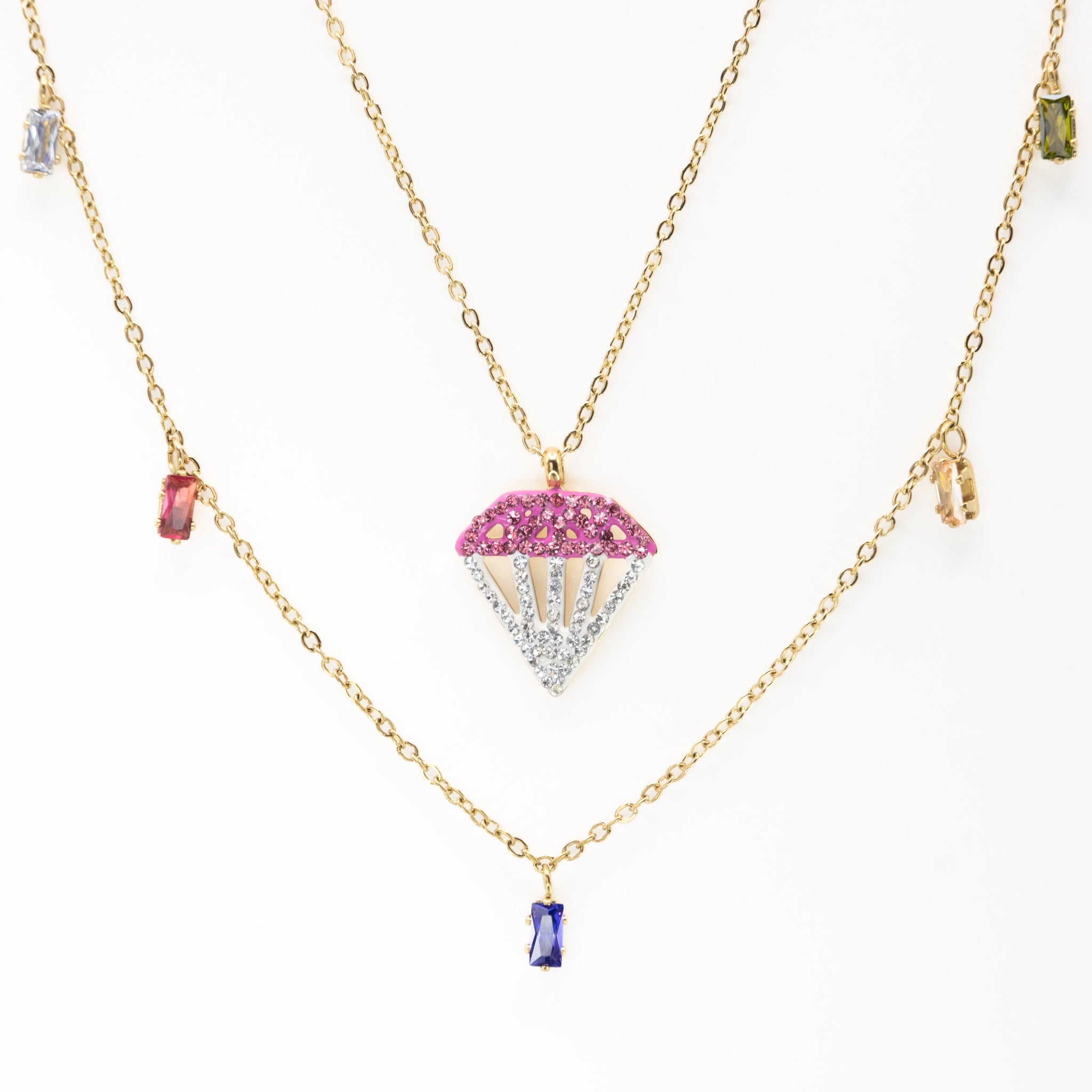 Collar Dije Diamante Colores