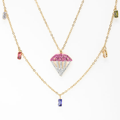 Collar Dije Diamante Colores
