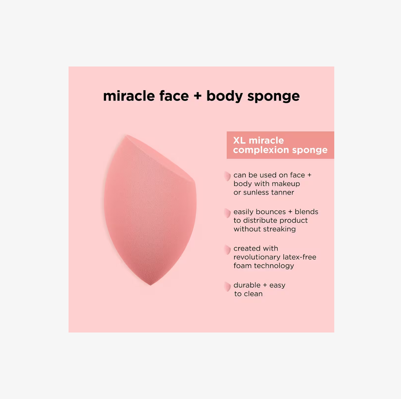 Esponja Miracle Face + Body Makeup Blending Sponge de Real Techniques