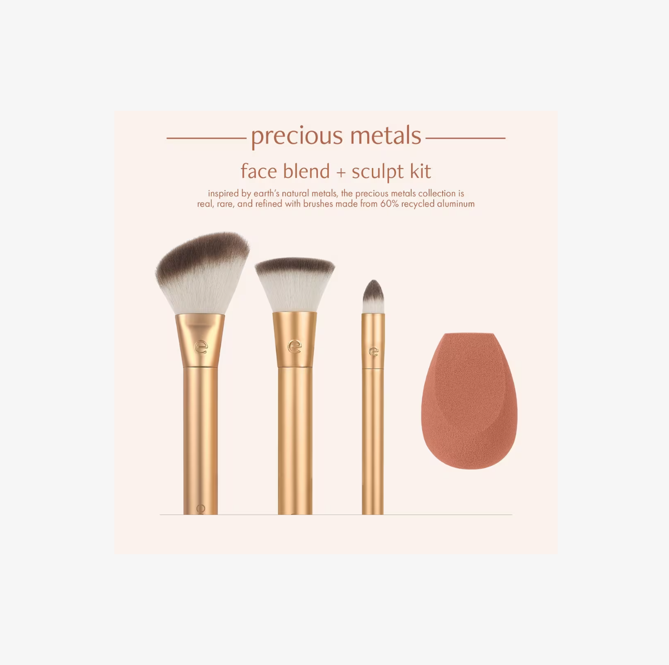 Set de Brochas y Esponja Precious Metals Face Blend + Sculpt