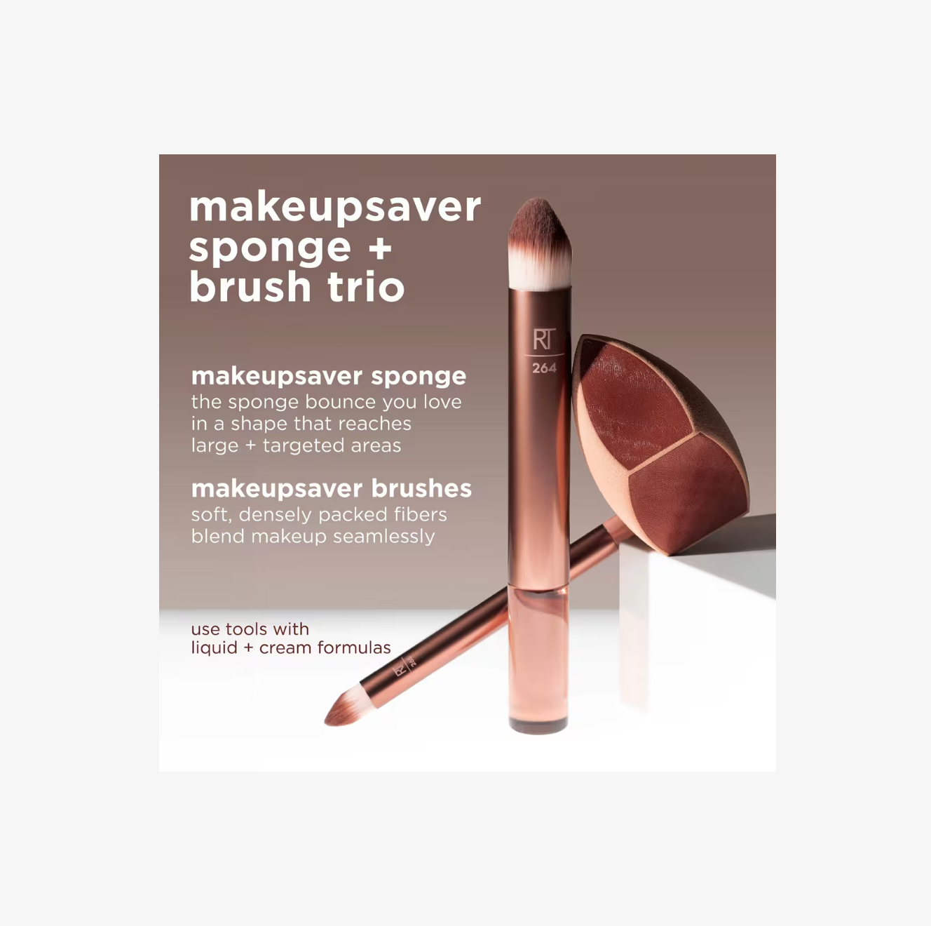 Makeupsaver Blending Sponge + Makeup Brush Trio de Real Techniques
