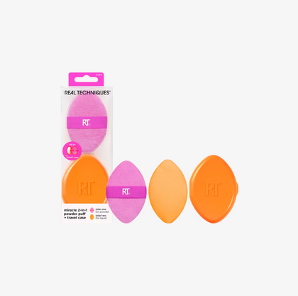 Miracle 2-In-1 Dual-Sided Powder Puff + Estuche de Viaje