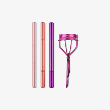 Brocha de Maquillaje Double Time + Set Rizador de Pestañas