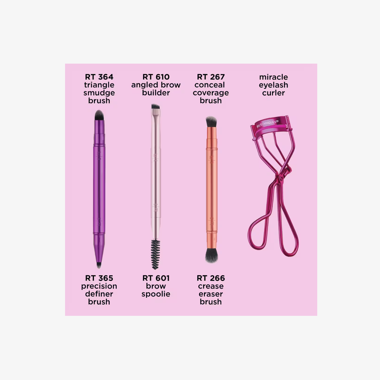 Brocha de Maquillaje Double Time + Set Rizador de Pestañas