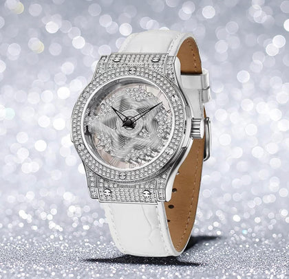 Reloj Giratorio Ansiedad Blanco Diamante