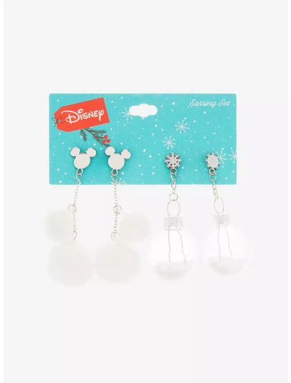 Disney Mickey Mouse Aretes Navidad Copos De Nieve