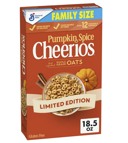 Pumpkin Spice Cheerios, Breakfast Cereal, Family Size, 18.5 OZ