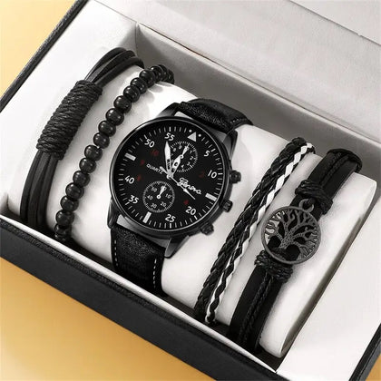 Set Reloj Caballero Con Brazaletes