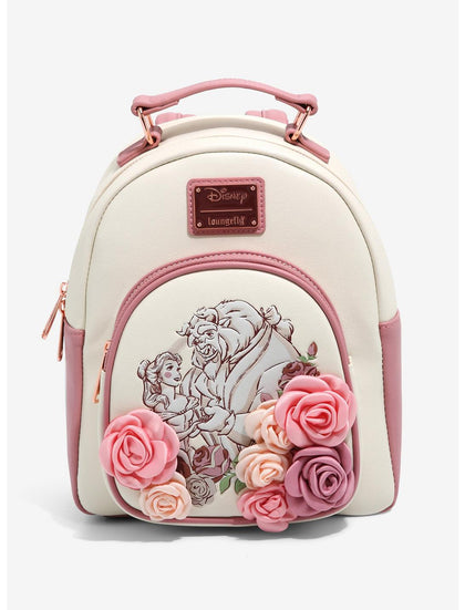 La Bella Y La Bestia Mochila Flores Rosas