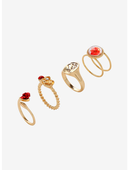 La Bella Y La Bestia Set De Anillos