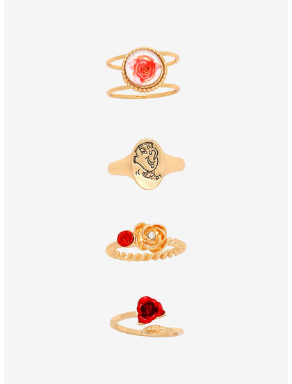 La Bella Y La Bestia Set De Anillos