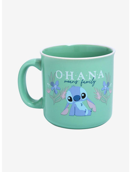 Disney Lilo & Stitch Chibi Ohana Means Familia Taza Camper