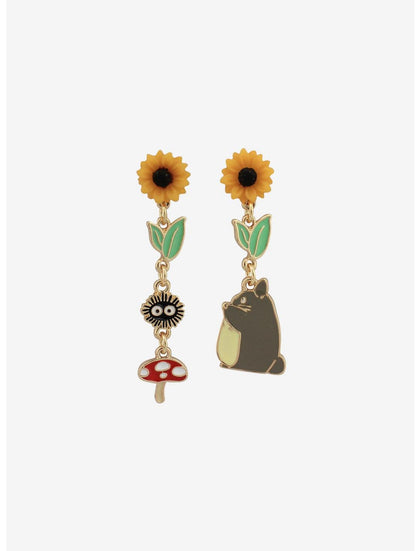 Estudio Ghibli Set De Aretes Totoro Flores