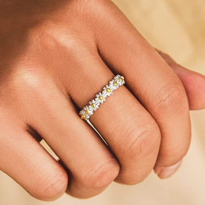 Anillo Flor Blanca Daisy Margarita