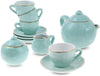 Juego De Te Puntos Azules Porcelana Tetera