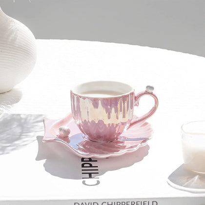 Concha Taza Sirena Perla Con Plato