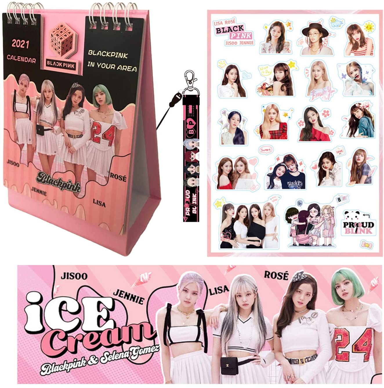 Black Pink Calendario 2021 Con Calcamonias y Llavero AccesoriosMexicali