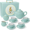 Juego De Te Puntos Azules Porcelana Tetera