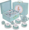 Juego De Te Puntos Azules Porcelana Tetera