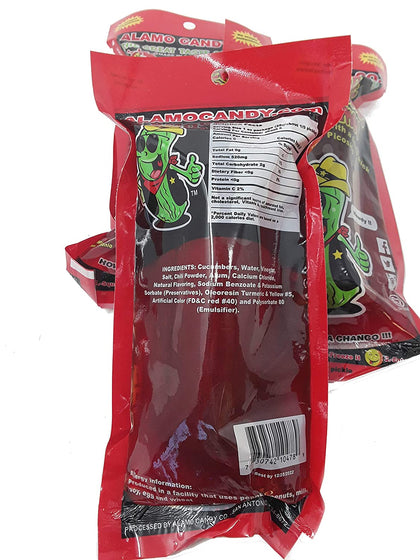 Alamo Candy Big Tex Dill Pickle In Chamoy - Tres pepinillos - Envueltos individualmente