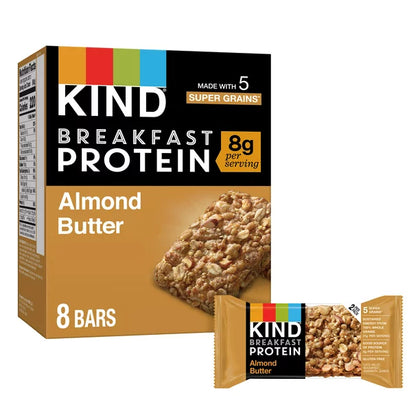 KIND Breakfast Protein Bars, Almond Butter, 1.76 oz, 8 Barritas