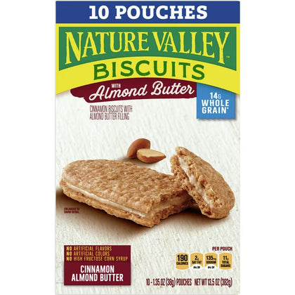 Nature Valley Biscuit Sandwiches, Cinnamon Almond Butter, 1.35 oz, 10 ct