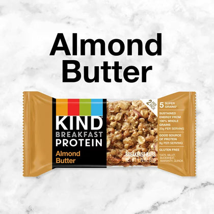 KIND Breakfast Protein Bars, Almond Butter, 1.76 oz, 8 Barritas