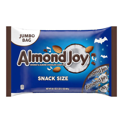 ALMOND JOY, Coconut and Almond Chocolate Snack Size Candy Bars, Halloween, 20.1 oz
