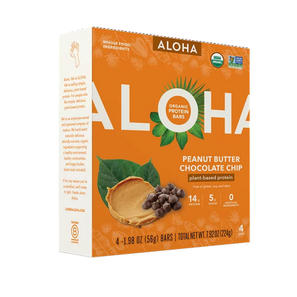 ALOHA Organic Peanut Butter Chocolate Chip Protein Bars - Paquete de 4