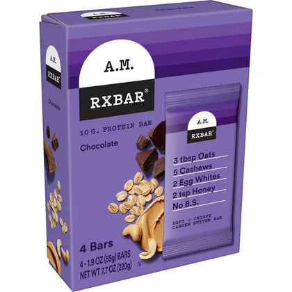 RXBAR A.M. Protein Bars, Chocolate, 7.7 Oz, Caja con 4 Barras