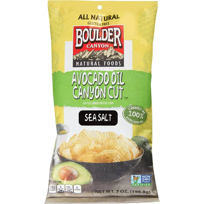 Boulder Canyon Sea Salt Avocado Oil Canyon Cut Kettle Cooked Potato Chips, 7 Oz.