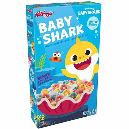Kellogg's Pinkfong Baby Shark Breakfast Cereal, Berry Fin-Tastic con Malvaviscos, 13.2 Oz, Box