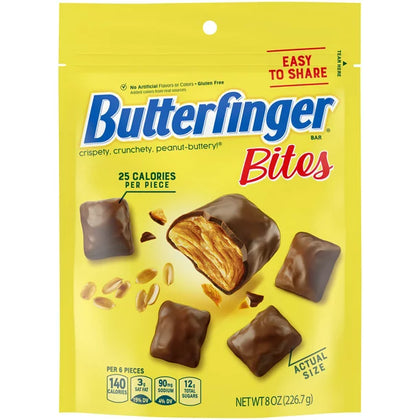 Butterfinger Bite-Sized Peanut-Buttery Chocolate-y Candy Bars, 8 oz Bag