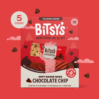 Bitsy's Soft Baked Bars, Chocolate Chip, Snack Bars, 5 barras