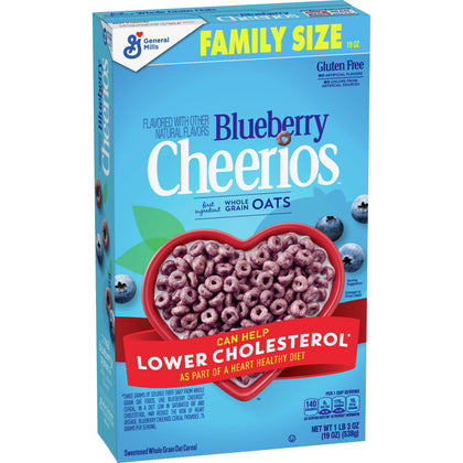 Blueberry Cheerios, Heart Healthy Cereal, 19 OZ Family Size Box
