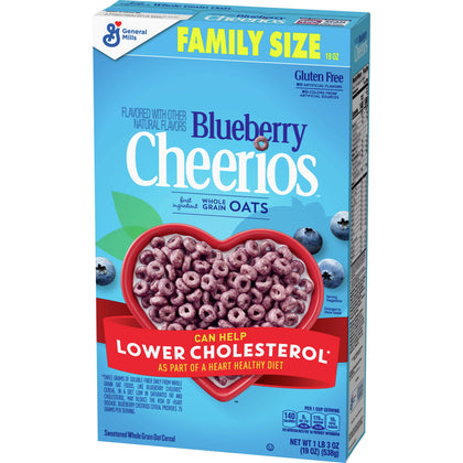 Blueberry Cheerios, Heart Healthy Cereal, 19 OZ Family Size Box