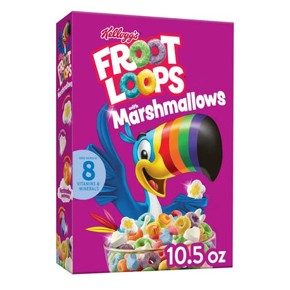 Kellogg's Froot Loops Breakfast Cereal with Marshmallows, Original with Marshmallows, 10.5 Oz, Box