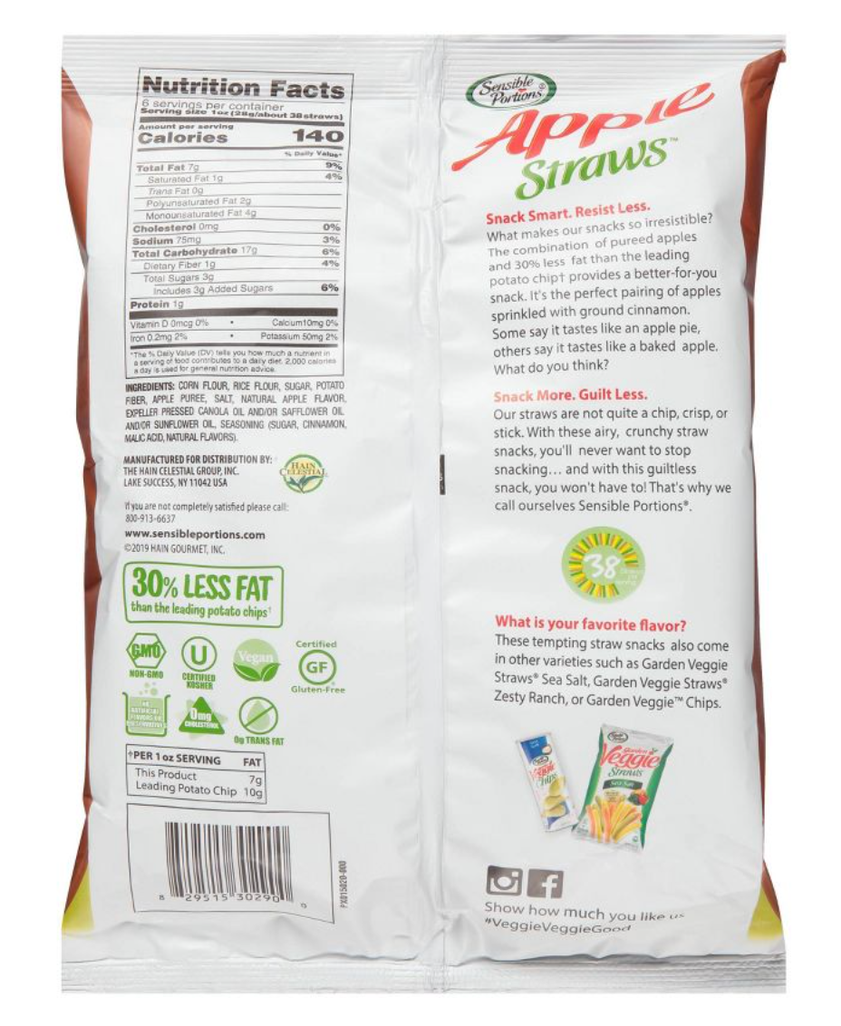 Sensible Portions Apple Cinnamon Straws - 6oz
