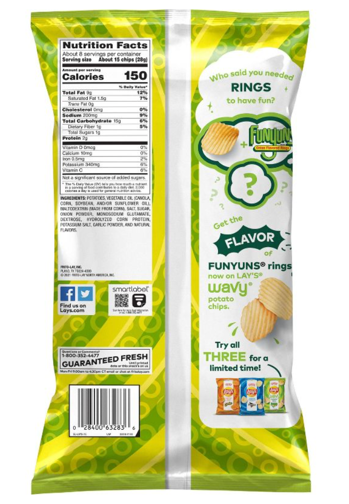 Lays Wavy Funyuns Onion - 7.5oz