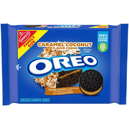 OREO Caramel Coconut Flavored Creme Chocolate Sandwich Cookies, Family Size, 17 oz