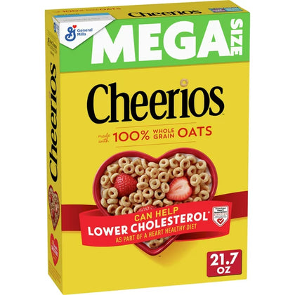 Original Cheerios Heart Healthy Cereal, 21.7 OZ Mega Size Cereal Box
