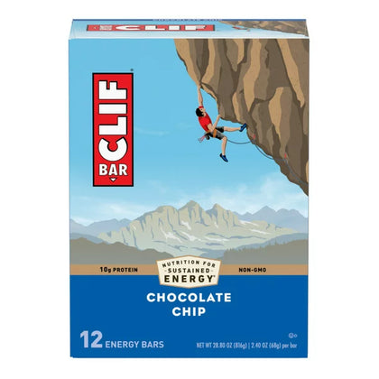 CLIF BAR® Energy Bars, Chocolate Chip, 10g Protein Bar, 12 Barras, 2.4 oz