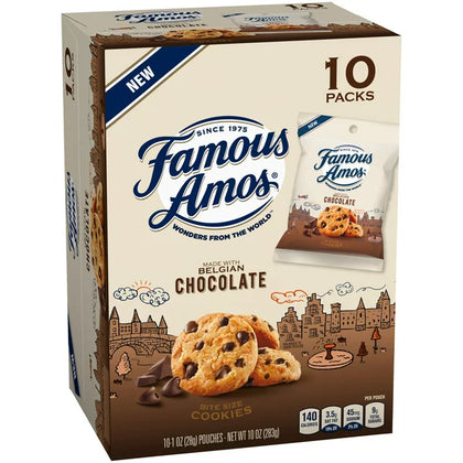 Famous Amos Belgian Chocolate Chip Cookies Caddy Pack, 10 Oz (10 Count)